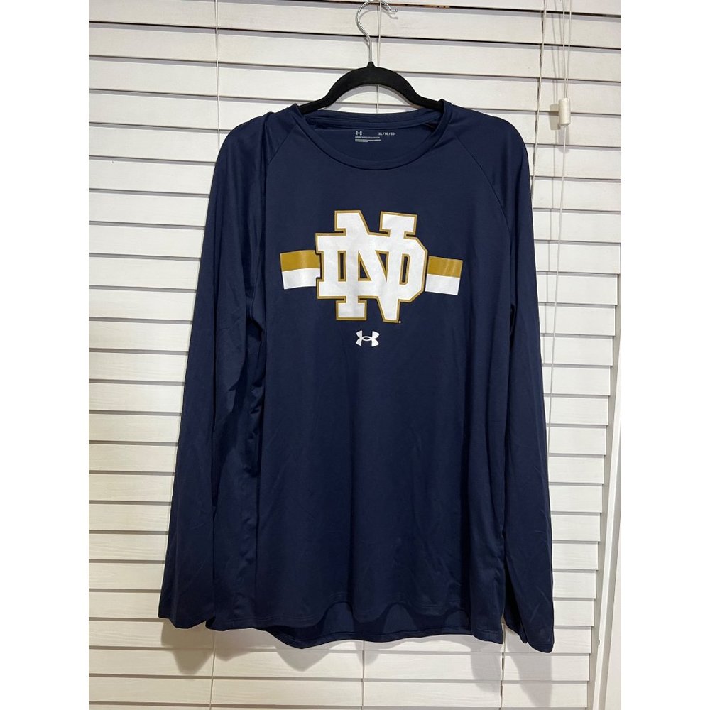Under Armour Navy Long Sleeve Tee with Gold and White Accents